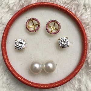 Joan Boyce Halo 14k GoldPlated Pearl/Cz Ear Set